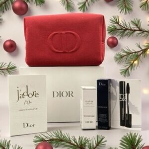 Dior Red Pouch with Perfume and Mascara Collection